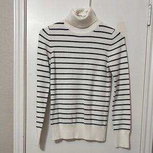 French Connection White and Black Striped Turtleneck Sweater size S